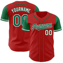 Загрузить изображение в средство просмотра галереи, Custom Red Kelly Green-White Authentic Two Tone Baseball Jersey