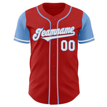 Загрузить изображение в средство просмотра галереи, Custom Red White-Light Blue Authentic Two Tone Baseball Jersey
