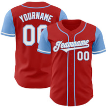 Загрузить изображение в средство просмотра галереи, Custom Red White-Light Blue Authentic Two Tone Baseball Jersey