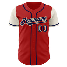 Laden Sie das Bild in den Galerie-Viewer, Custom Red Navy-Cream Authentic Two Tone Baseball Jersey