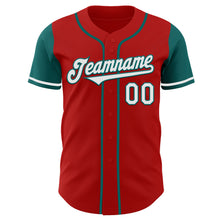 Загрузить изображение в средство просмотра галереи, Custom Red White-Teal Authentic Two Tone Baseball Jersey