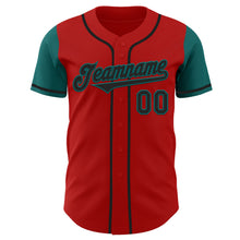 Laden Sie das Bild in den Galerie-Viewer, Custom Red Black-Teal Authentic Two Tone Baseball Jersey