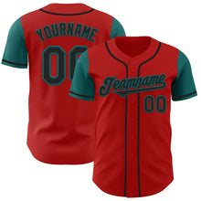 Laden Sie das Bild in den Galerie-Viewer, Custom Red Black-Teal Authentic Two Tone Baseball Jersey