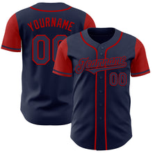 Laden Sie das Bild in den Galerie-Viewer, Custom Navy Red Authentic Two Tone Baseball Jersey