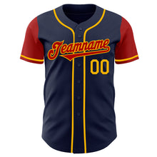 Laden Sie das Bild in den Galerie-Viewer, Custom Navy Red-Gold Authentic Two Tone Baseball Jersey