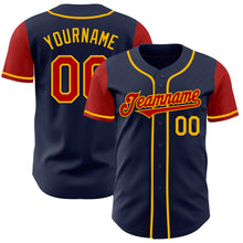 Laden Sie das Bild in den Galerie-Viewer, Custom Navy Red-Gold Authentic Two Tone Baseball Jersey