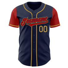 Laden Sie das Bild in den Galerie-Viewer, Custom Navy Red-Old Gold Authentic Two Tone Baseball Jersey