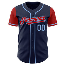 Laden Sie das Bild in den Galerie-Viewer, Custom Navy Red-Light Blue Authentic Two Tone Baseball Jersey