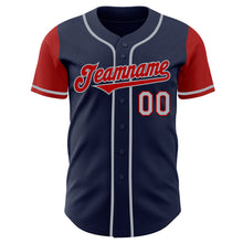 Laden Sie das Bild in den Galerie-Viewer, Custom Navy Red-Gray Authentic Two Tone Baseball Jersey