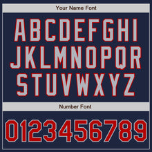 Laden Sie das Bild in den Galerie-Viewer, Custom Navy Red-Gray Authentic Two Tone Baseball Jersey