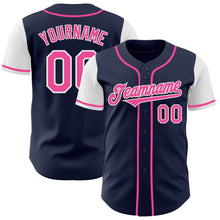 Laden Sie das Bild in den Galerie-Viewer, Custom Navy Pink-White Authentic Two Tone Baseball Jersey