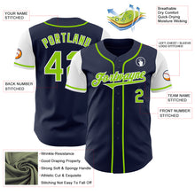 Load image into Gallery viewer, Custom Navy Neon Green-White Authentic Two Tone Baseball Jersey