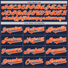 Laden Sie das Bild in den Galerie-Viewer, Custom Navy Orange-White Authentic Two Tone Baseball Jersey