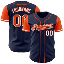 Laden Sie das Bild in den Galerie-Viewer, Custom Navy Orange-White Authentic Two Tone Baseball Jersey
