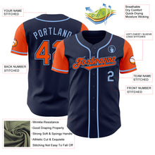 Laden Sie das Bild in den Galerie-Viewer, Custom Navy Orange-Light Blue Authentic Two Tone Baseball Jersey