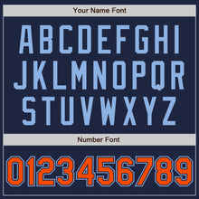 Laden Sie das Bild in den Galerie-Viewer, Custom Navy Orange-Light Blue Authentic Two Tone Baseball Jersey