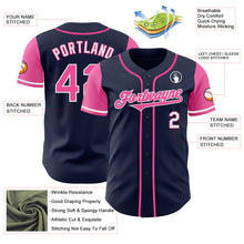 Load image into Gallery viewer, Custom Navy Pink-White Authentic Two Tone Baseball Jersey
