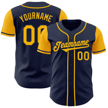 Load image into Gallery viewer, Custom Navy Gold Authentic Two Tone Baseball Jersey