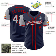 Load image into Gallery viewer, Custom Navy Gray-Red Authentic Two Tone Baseball Jersey
