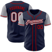 Load image into Gallery viewer, Custom Navy Gray-Red Authentic Two Tone Baseball Jersey