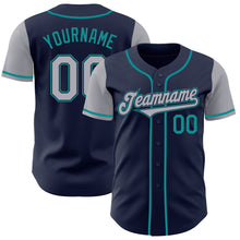 Load image into Gallery viewer, Custom Navy Gray-Teal Authentic Two Tone Baseball Jersey