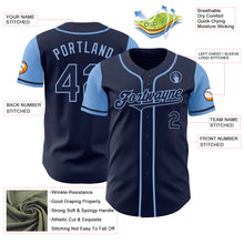 Load image into Gallery viewer, Custom Navy Light Blue Authentic Two Tone Baseball Jersey