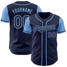 Load image into Gallery viewer, Custom Navy Light Blue Authentic Two Tone Baseball Jersey