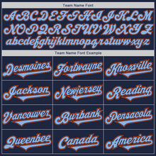 Laden Sie das Bild in den Galerie-Viewer, Custom Navy Light Blue-Orange Authentic Two Tone Baseball Jersey