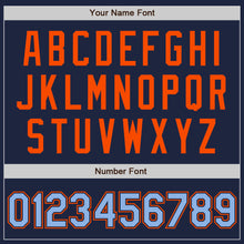 Laden Sie das Bild in den Galerie-Viewer, Custom Navy Light Blue-Orange Authentic Two Tone Baseball Jersey