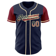 Laden Sie das Bild in den Galerie-Viewer, Custom Navy Vintage USA Flag Cream-Crimson Authentic Two Tone Baseball Jersey