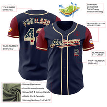 Laden Sie das Bild in den Galerie-Viewer, Custom Navy Vintage USA Flag Cream-Crimson Authentic Two Tone Baseball Jersey