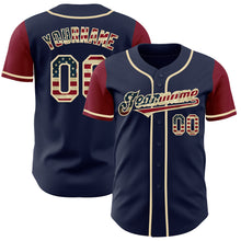 Laden Sie das Bild in den Galerie-Viewer, Custom Navy Vintage USA Flag Cream-Crimson Authentic Two Tone Baseball Jersey