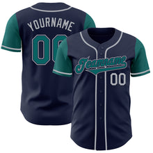 Load image into Gallery viewer, Custom Navy Teal-Gray Authentic Two Tone Baseball Jersey