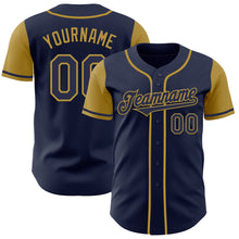 Load image into Gallery viewer, Custom Navy Old Gold Authentic Two Tone Baseball Jersey