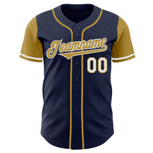 Load image into Gallery viewer, Custom Navy Old Gold-White Authentic Two Tone Baseball Jersey