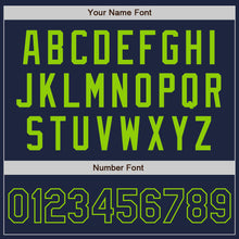 Load image into Gallery viewer, Custom Navy Neon Green Authentic Two Tone Baseball Jersey