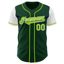 Load image into Gallery viewer, Custom Green Neon Green-White Authentic Two Tone Baseball Jersey