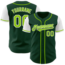 Load image into Gallery viewer, Custom Green Neon Green-White Authentic Two Tone Baseball Jersey