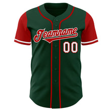 Load image into Gallery viewer, Custom Green Red-White Authentic Two Tone Baseball Jersey