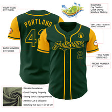 Load image into Gallery viewer, Custom Green Gold Authentic Two Tone Baseball Jersey