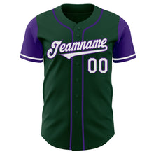Load image into Gallery viewer, Custom Green White-Purple Authentic Two Tone Baseball Jersey