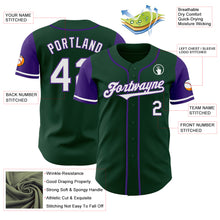 Load image into Gallery viewer, Custom Green White-Purple Authentic Two Tone Baseball Jersey