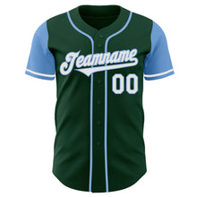 Load image into Gallery viewer, Custom Green White-Light Blue Authentic Two Tone Baseball Jersey