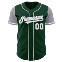 Load image into Gallery viewer, Custom Green White-Gray Authentic Two Tone Baseball Jersey