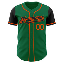 Load image into Gallery viewer, Custom Kelly Green Black-Orange Authentic Two Tone Baseball Jersey