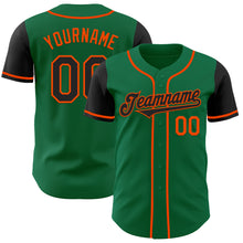 Load image into Gallery viewer, Custom Kelly Green Black-Orange Authentic Two Tone Baseball Jersey