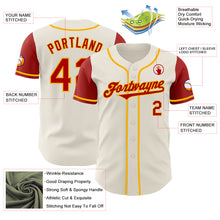 Load image into Gallery viewer, Custom Cream Red-Gold Authentic Two Tone Baseball Jersey