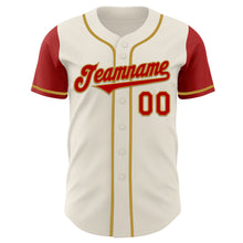 Load image into Gallery viewer, Custom Cream Red-Old Gold Authentic Two Tone Baseball Jersey