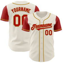 Load image into Gallery viewer, Custom Cream Red-Old Gold Authentic Two Tone Baseball Jersey