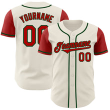 Load image into Gallery viewer, Custom Cream Red-Green Authentic Two Tone Baseball Jersey
